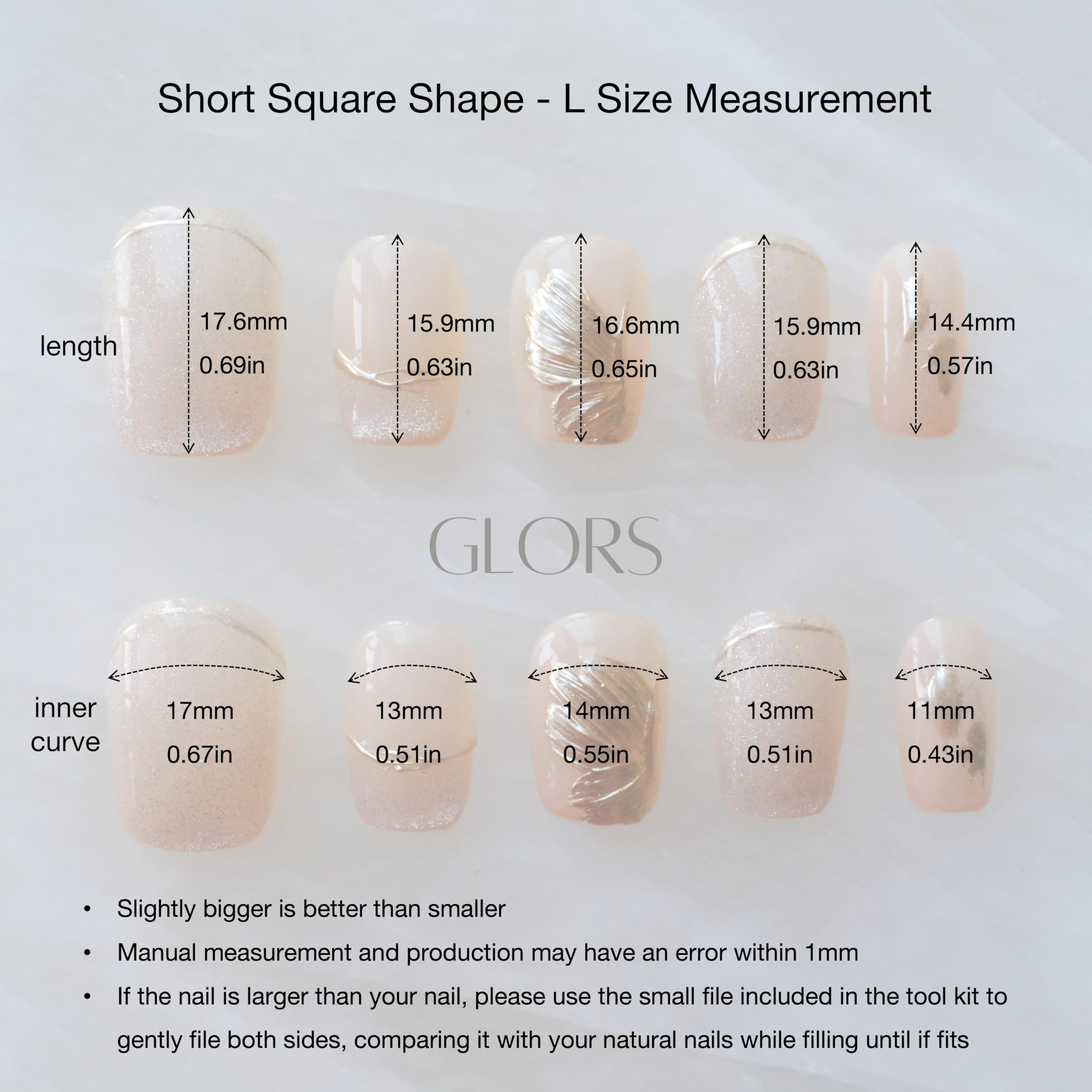 [GLORS] Purely Handmade Press On Nails | Flower Dance - Cat-Eye & Icy Nude Short Square, 10 Pieces