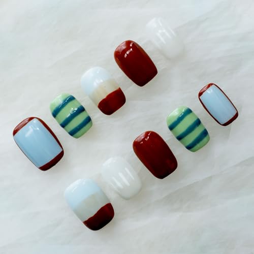 GLORS Purely Handmade Press On Nails – Short Square Kawaii Set | 10-Piece Salon Quality Nails (XS, SS)