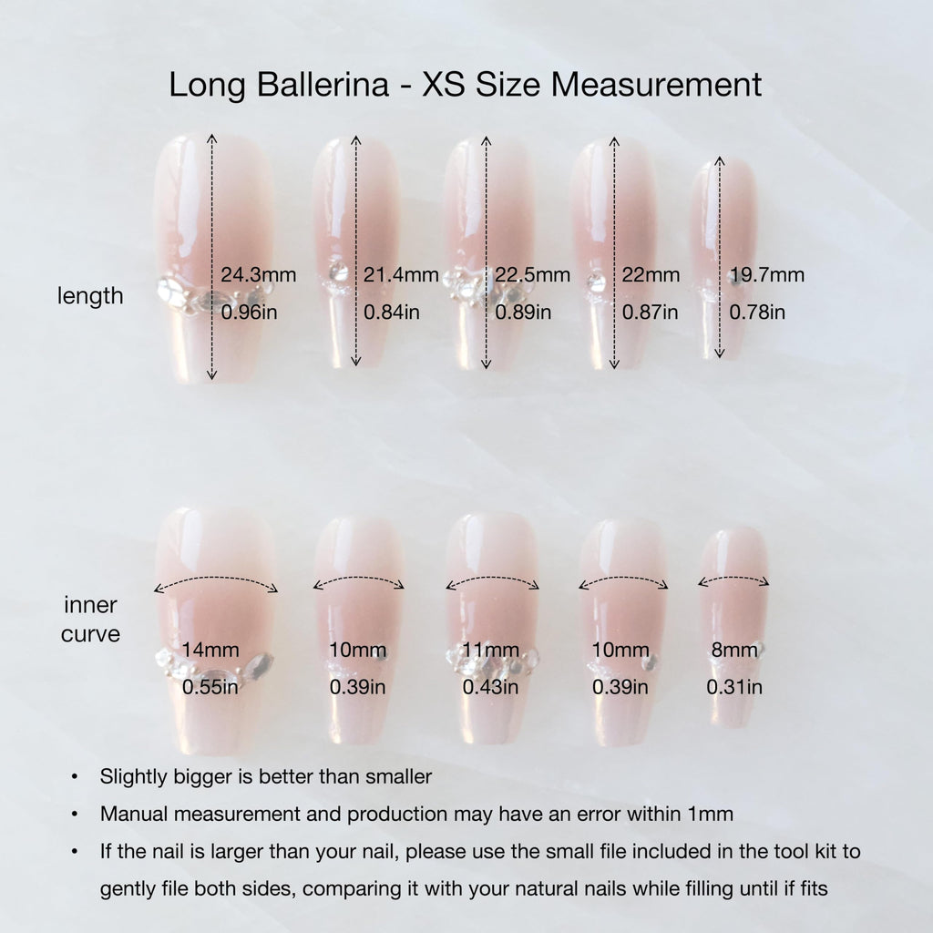 GLORS Long Ballerina Press-On Nails – Pink French with Rhinestones (10 Pieces)