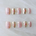 GLORS Purely Handmade Press On Nails | Pink- Purple Cat-Eye Buccilati | Short Square 10 Pieces