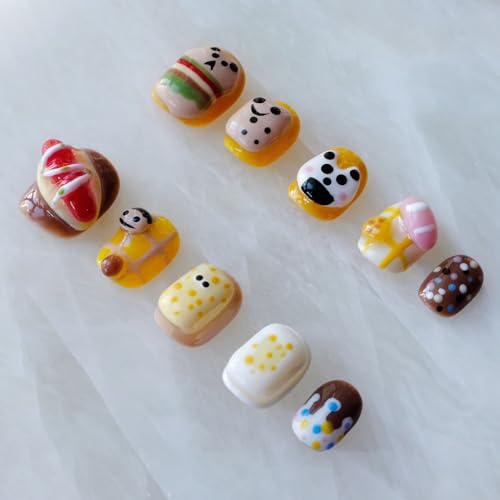 [GLORS] Purely Handmade Press On Nails | Cartoon Design, Short Square, 10 Pieces (XS-SS)
