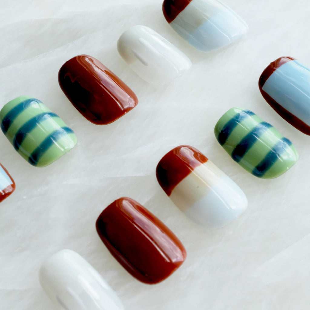 GLORS Purely Handmade Press On Nails – Short Square Kawaii Set | 10-Piece Salon Quality Nails (XS, SS)