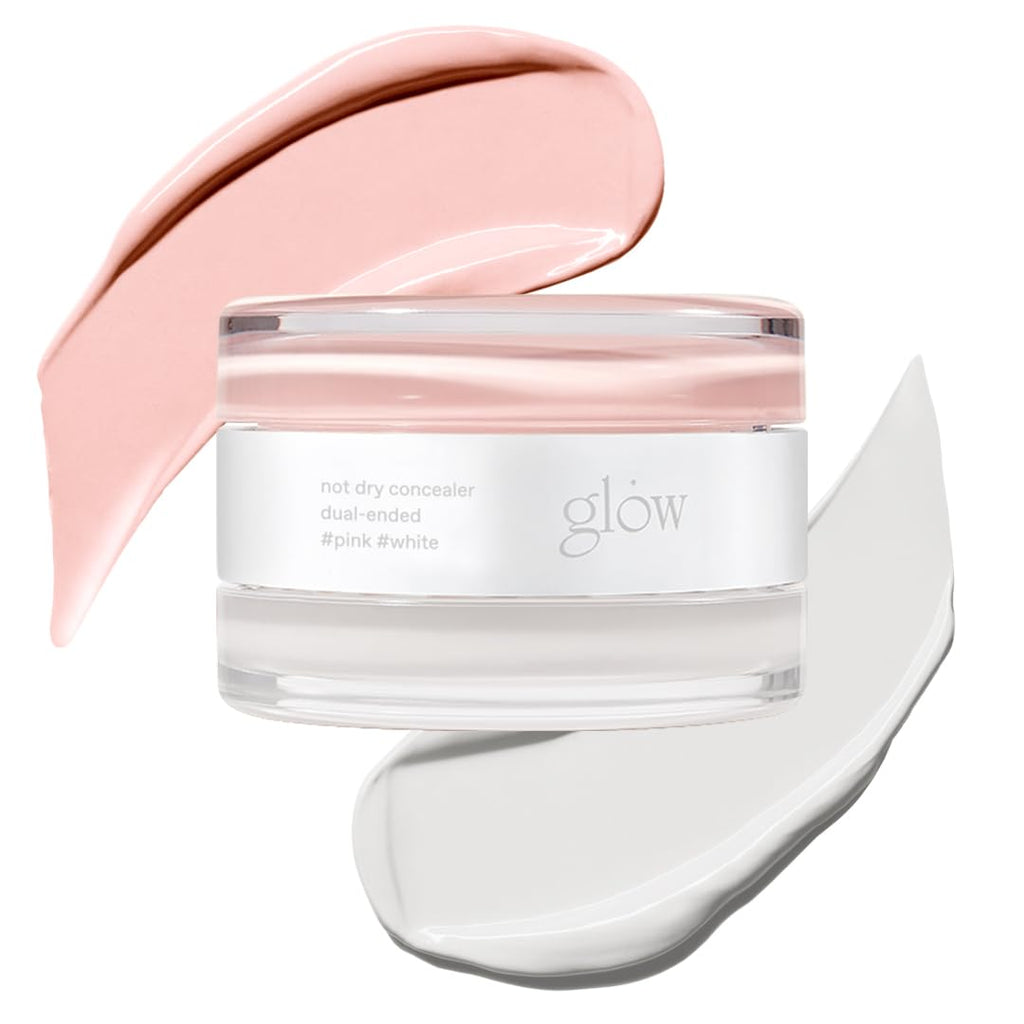 glow not dry concealer beige | dual-color pink & white for blemishes and brightening | full-coverage, melt-in texture | 0.4 oz