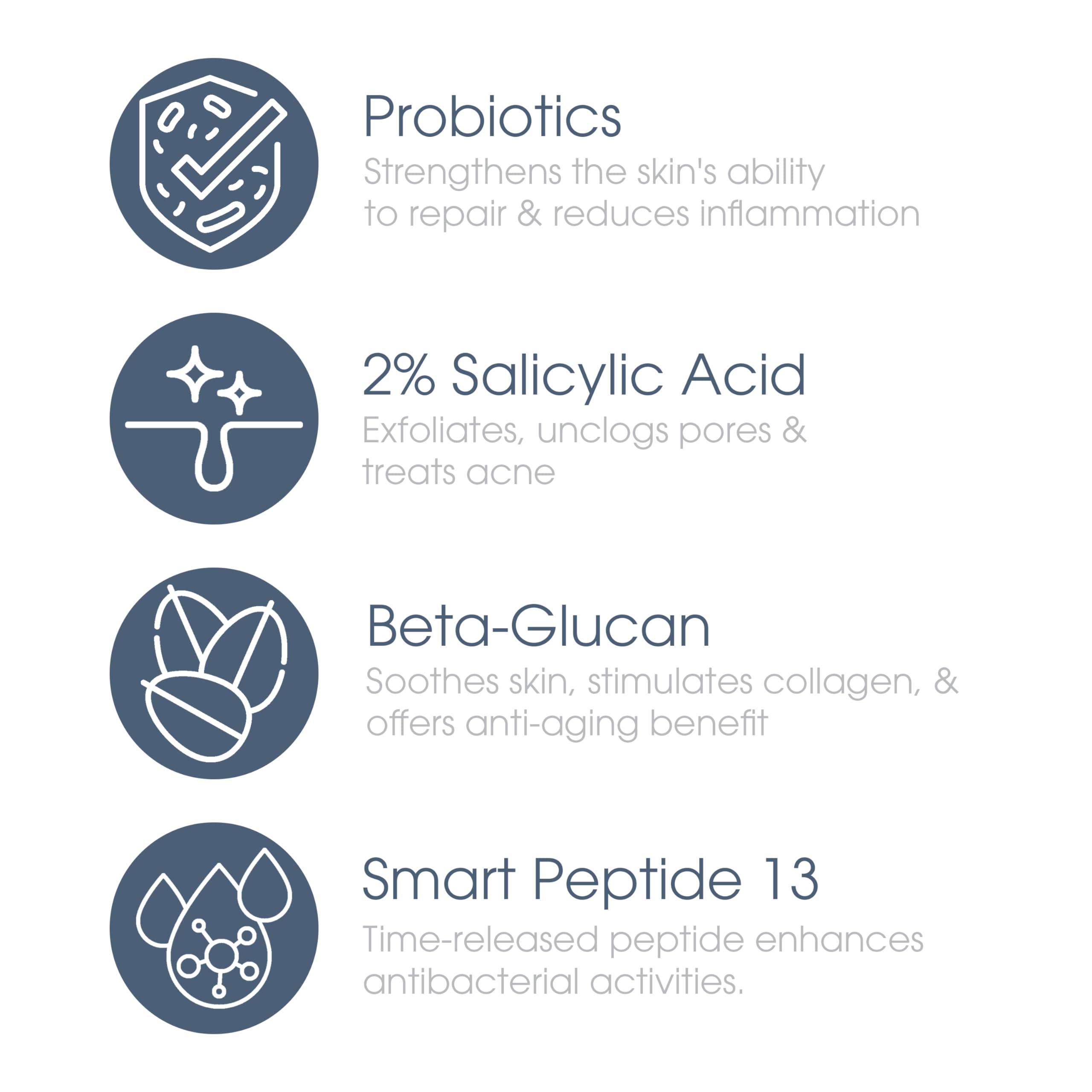 Glowbiotics Probiotic Clarifying Cleanser – 2% BHA, Peptides, 5 oz | Gentle Foaming Face Wash