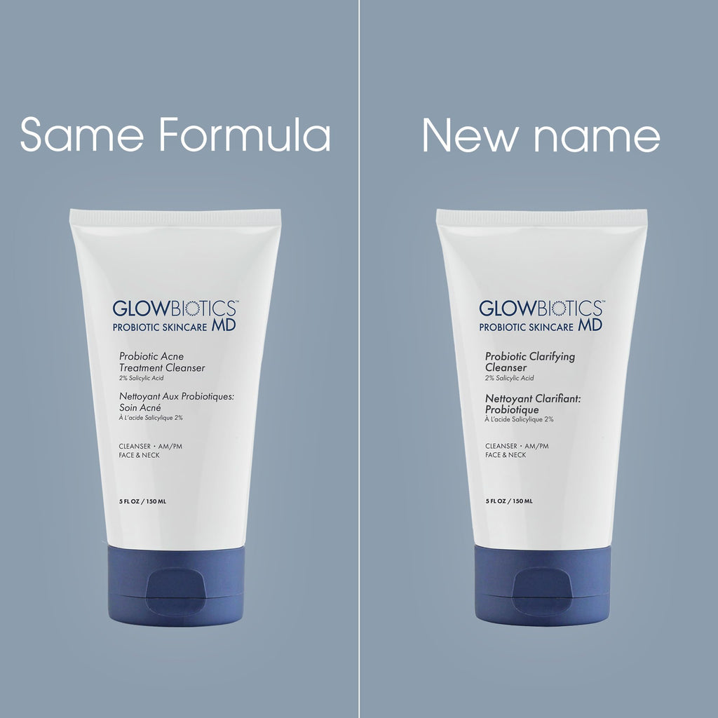 Glowbiotics Probiotic Clarifying Cleanser – 2% BHA, Peptides, 5 oz | Gentle Foaming Face Wash