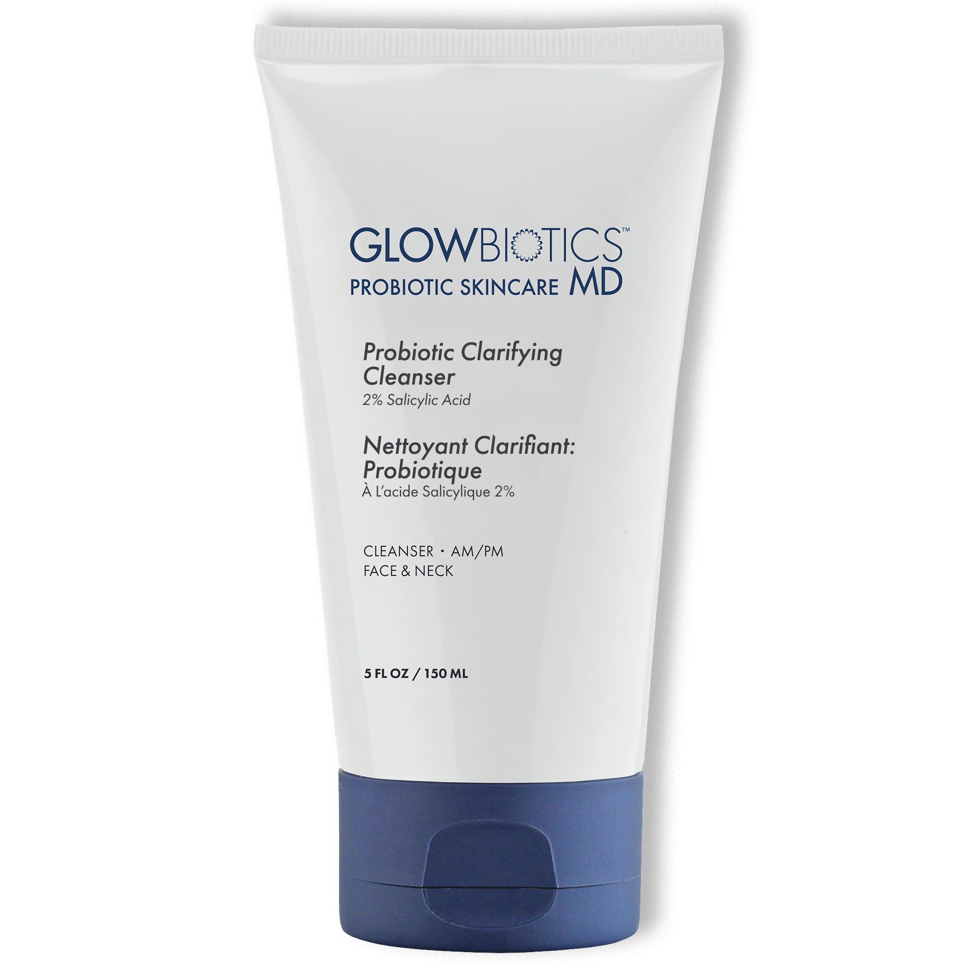 Glowbiotics Probiotic Clarifying Cleanser – 2% BHA, Peptides, 5 oz | Gentle Foaming Face Wash