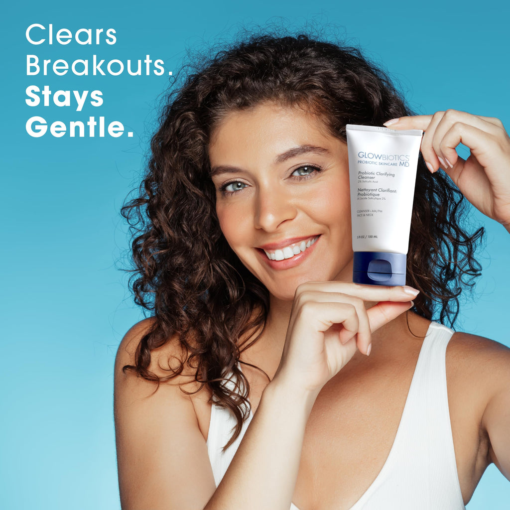 Glowbiotics Probiotic Clarifying Cleanser – 2% BHA, Peptides, 5 oz | Gentle Foaming Face Wash