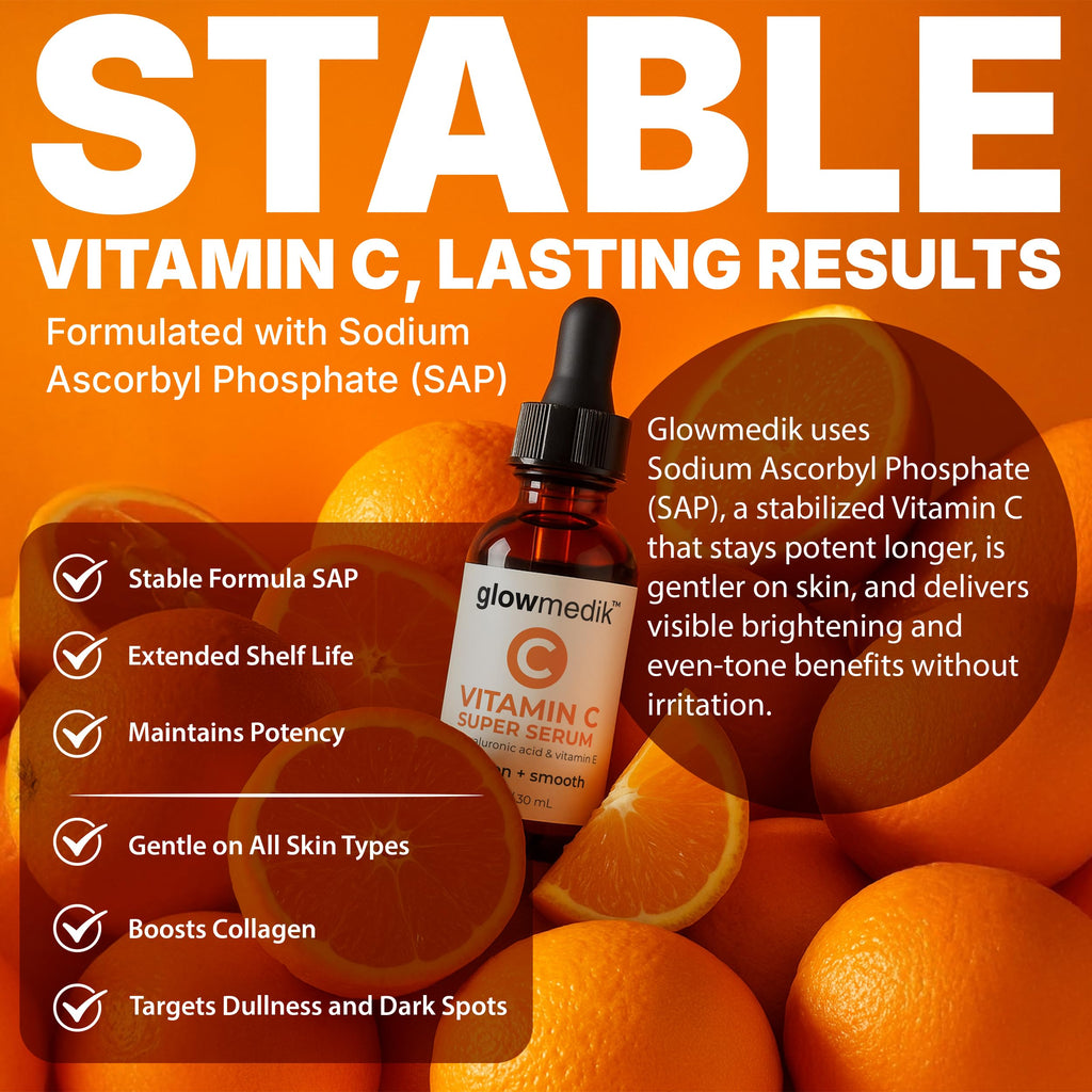 GlowMedik Vitamin C Serum for Face – Brighten Dark Spots, Even Tone, Hydrate & Firm (30ml)