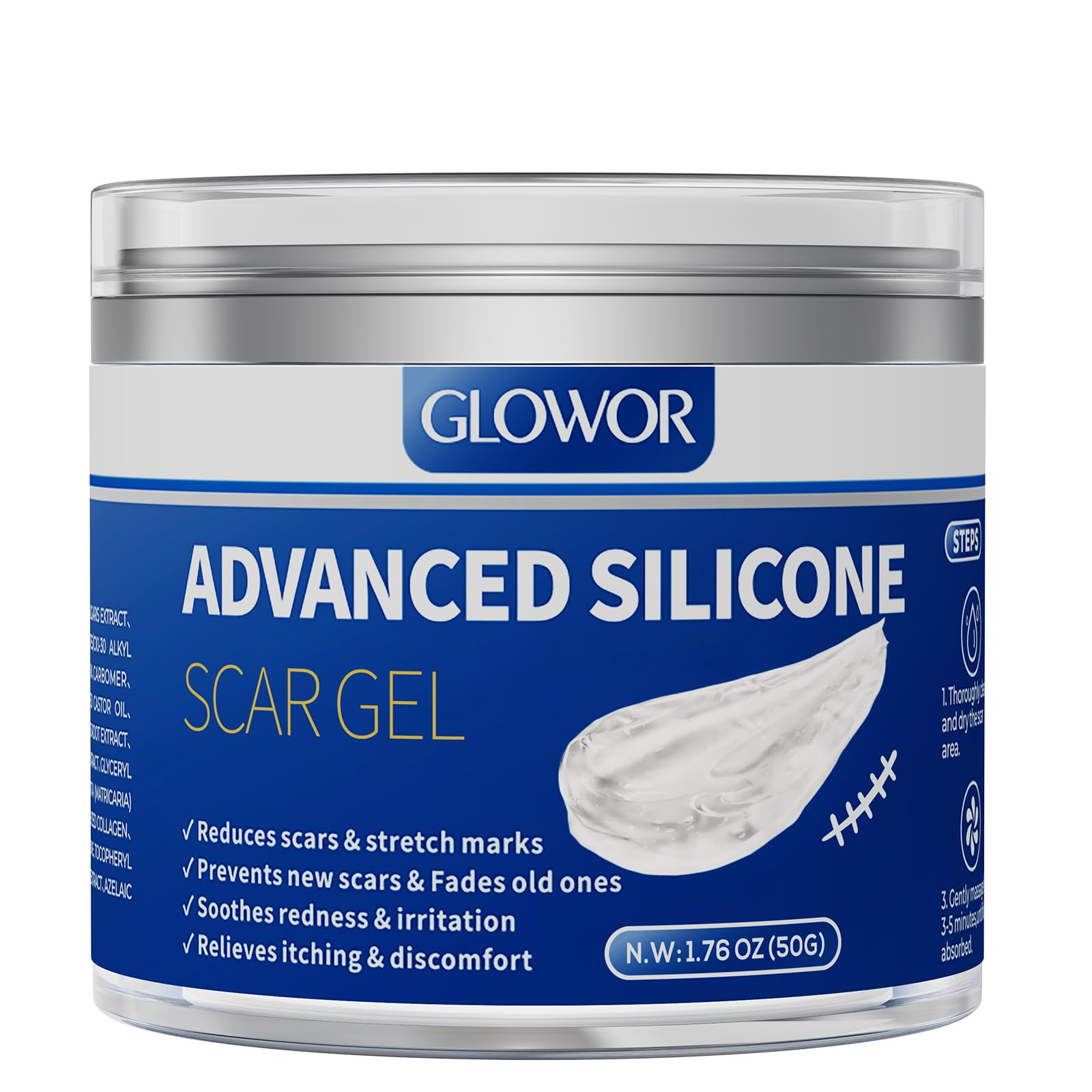 Glowor Advanced Silicone Scar Gel for Face & Body – Scar Cream for Old & New Scars