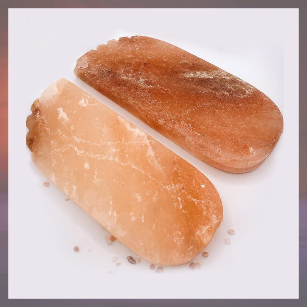 Glowyn Pink Himalayan Salt Detox Foot Blocks - 2 Pack (10-inch L x 4-inch W x 1-inch H) | Home Spa Foot Tiles