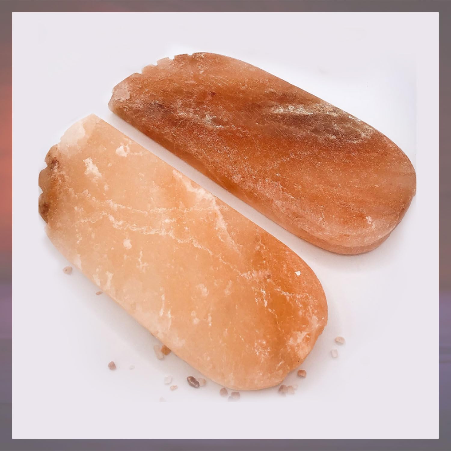 Glowyn Pink Himalayan Salt Detox Foot Blocks - 2 Pack (10-inch L x 4-inch W x 1-inch H) | Home Spa Foot Tiles
