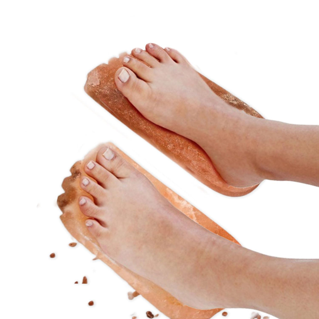 Glowyn Pink Himalayan Salt Detox Foot Blocks - 2 Pack (10-inch L x 4-inch W x 1-inch H) | Home Spa Foot Tiles