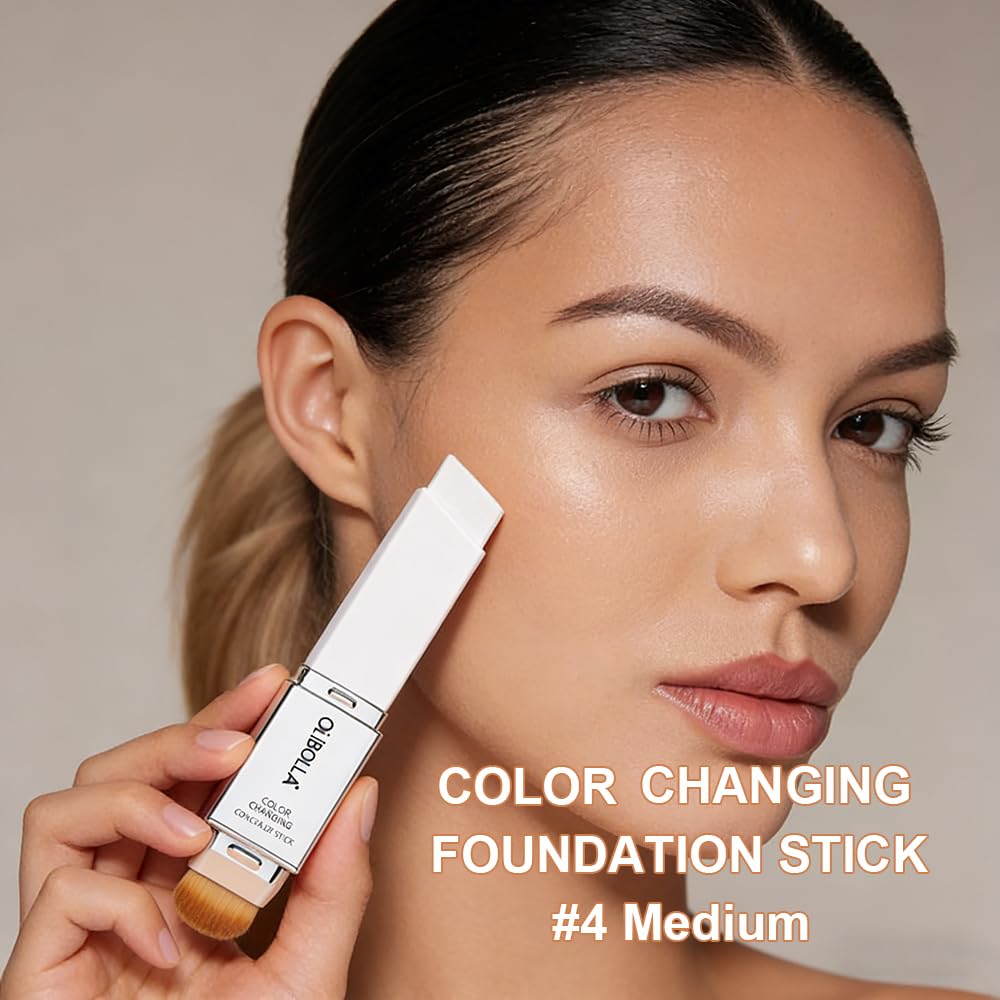 GLSFACE Color Changing Foundation Stick – Light to Medium Coverage, Matte Finish, Dual-Ended Brush, Waterproof
