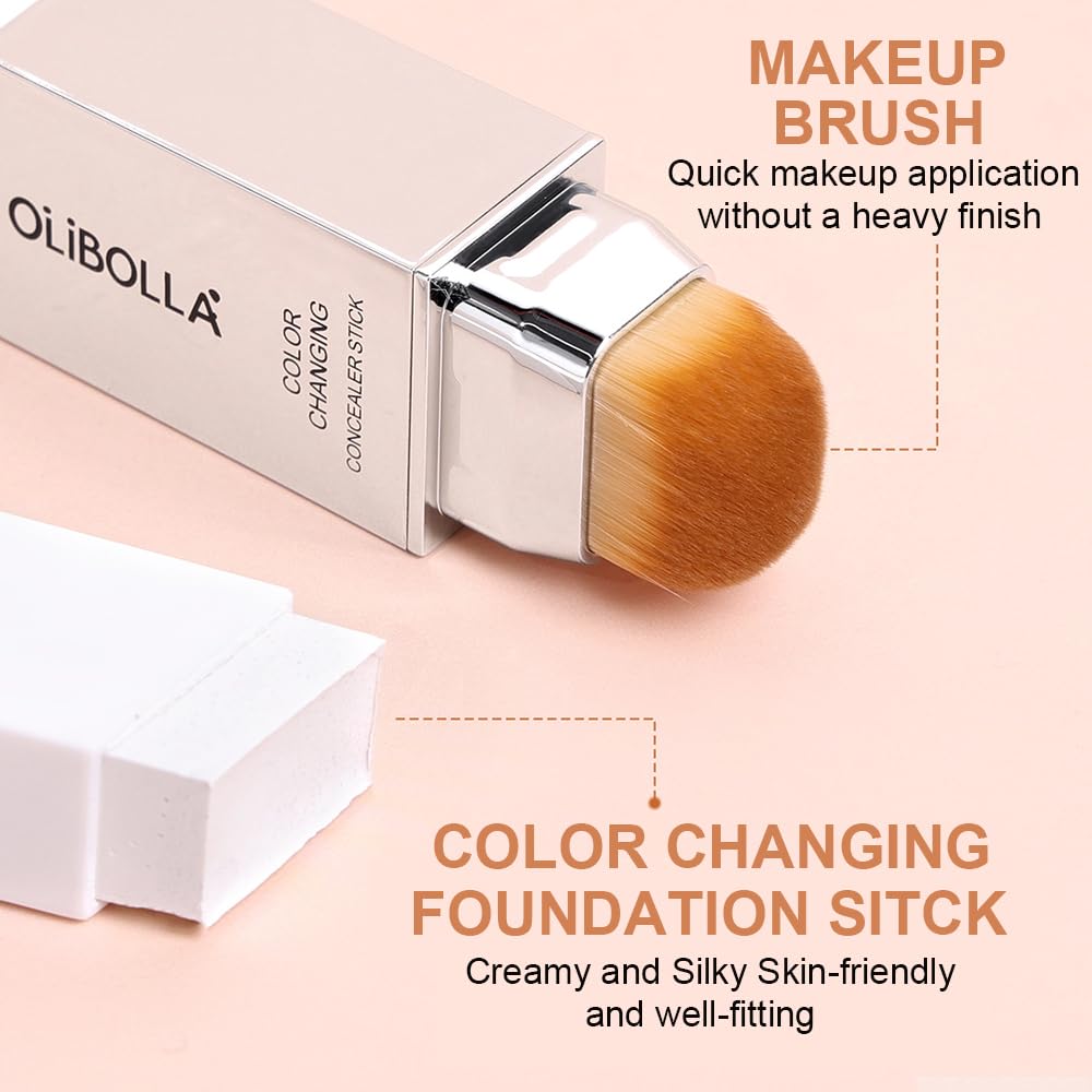 GLSFACE Color Changing Foundation Stick – Light to Medium Coverage, Matte Finish, Dual-Ended Brush, Waterproof