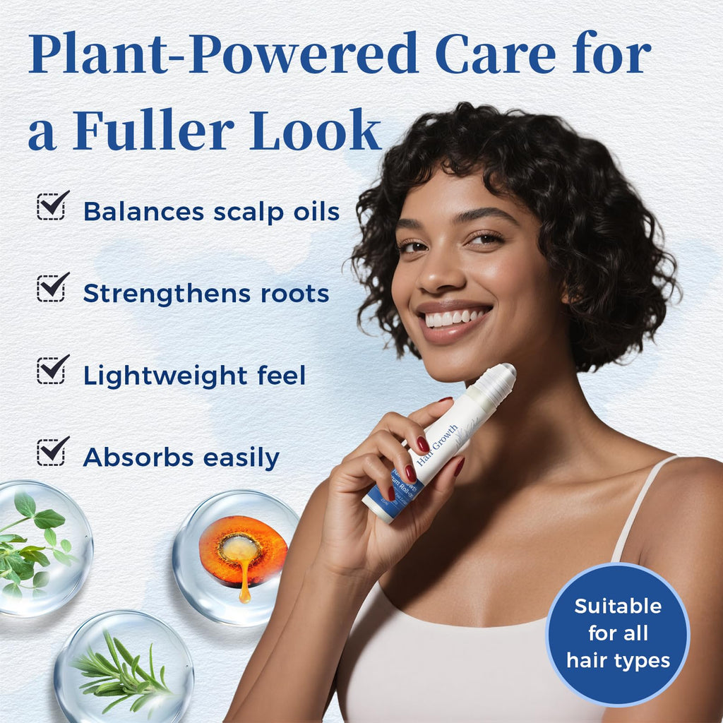 Gluvelessia Hair Growth Serum Roll-On with Rosemary + Saw Palmetto – Thicker Look (Pack of 2)