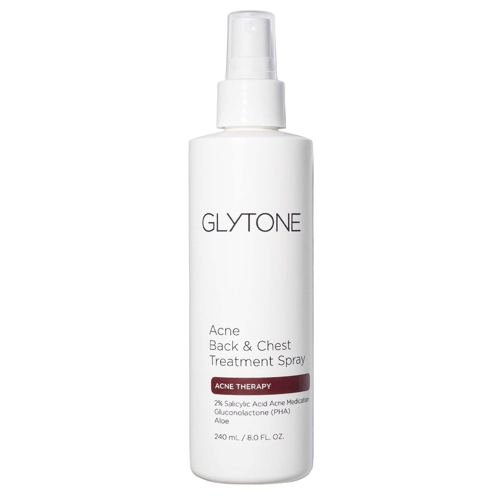 Glytone Chest & Back Acne Treatment Spray – 2% BHA with Gluconolactone, Fragrance-Free, 8 oz