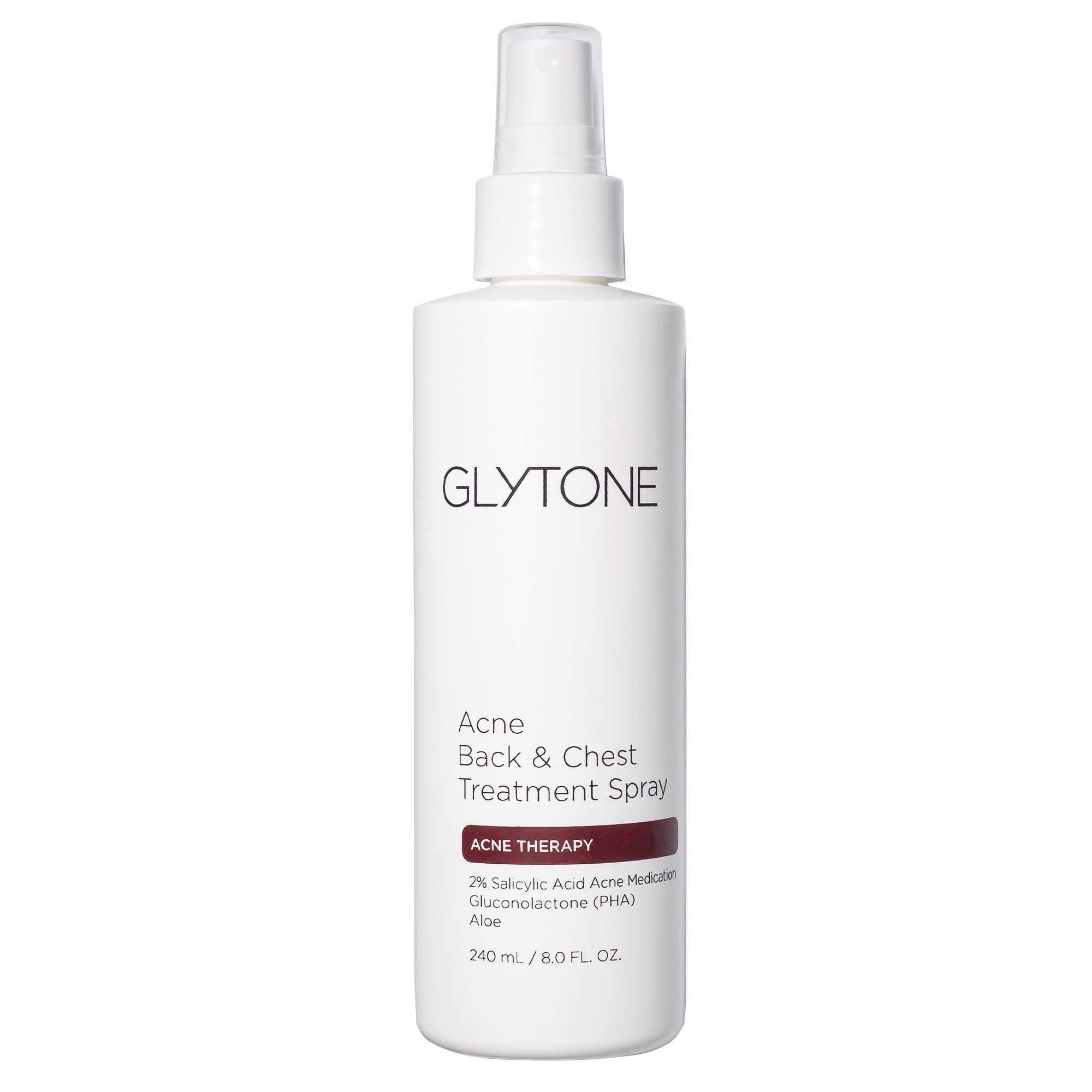 Glytone Chest & Back Acne Treatment Spray – 2% BHA with Gluconolactone, Fragrance-Free, 8 oz