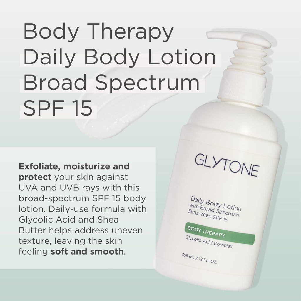 GLYTONE Daily Body Lotion SPF 15 – Broad Spectrum Sunscreen with Glycolic Acid & Shea Butter