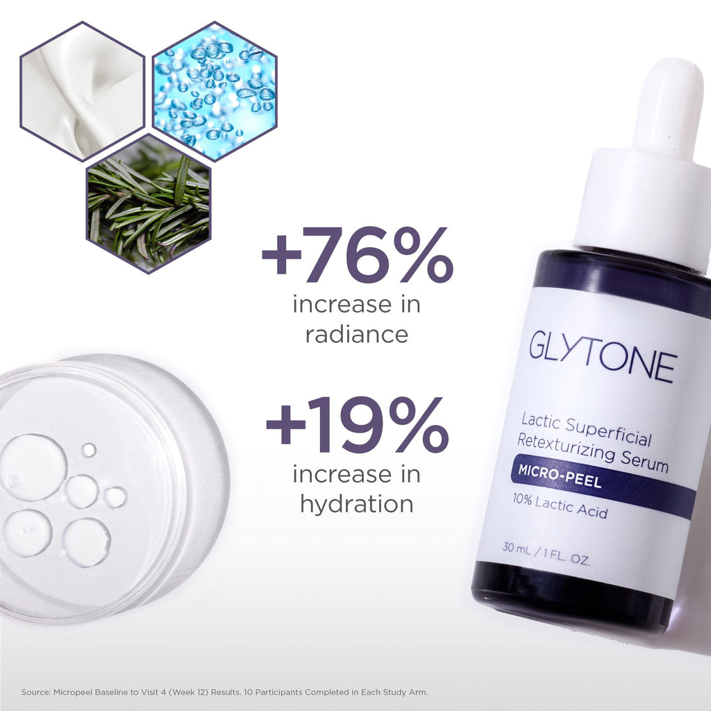 Glytone Micro-Peel Lactic Serum | 10% AHA Exfoliant for Face | Hydrates & Brightens