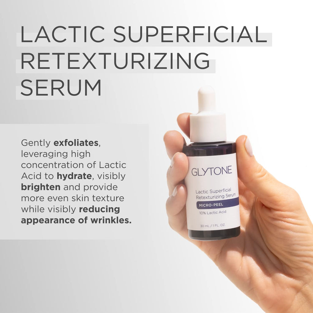 Glytone Micro-Peel Lactic Serum | 10% AHA Exfoliant for Face | Hydrates & Brightens