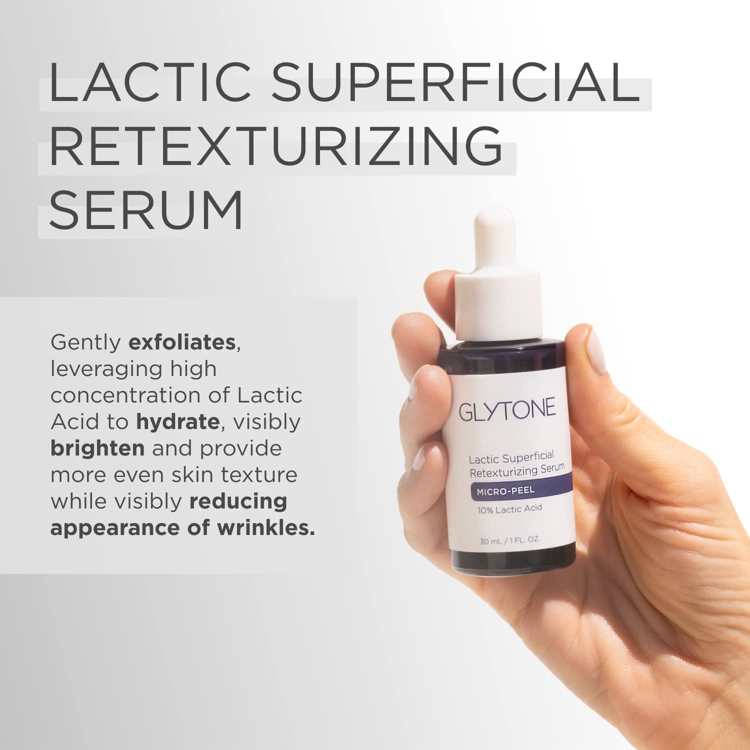 Glytone Micro-Peel Lactic Serum | 10% AHA Exfoliant for Face | Hydrates & Brightens