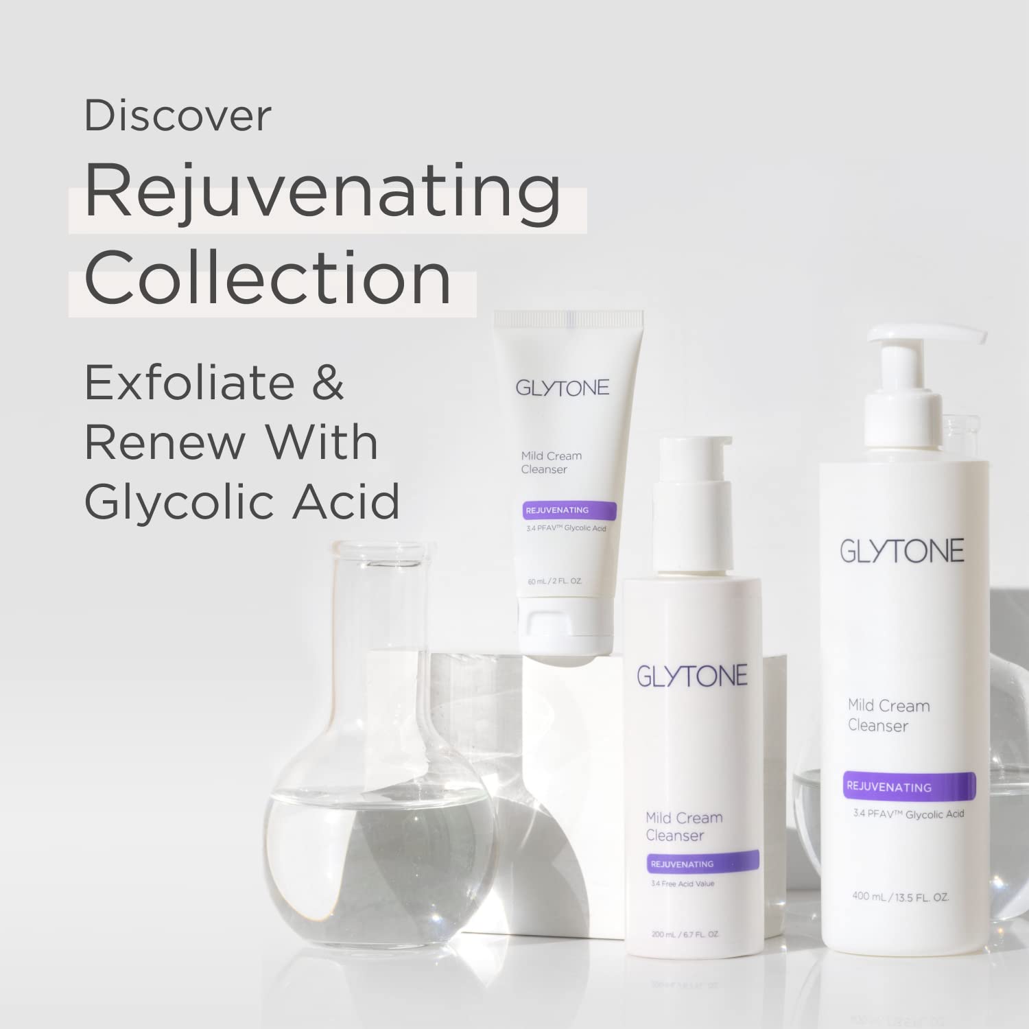 GLYTONE Mild Gel Exfoliating Cleanser – 4.7% Glycolic Acid, Fragrance-Free, 13.5 fl oz