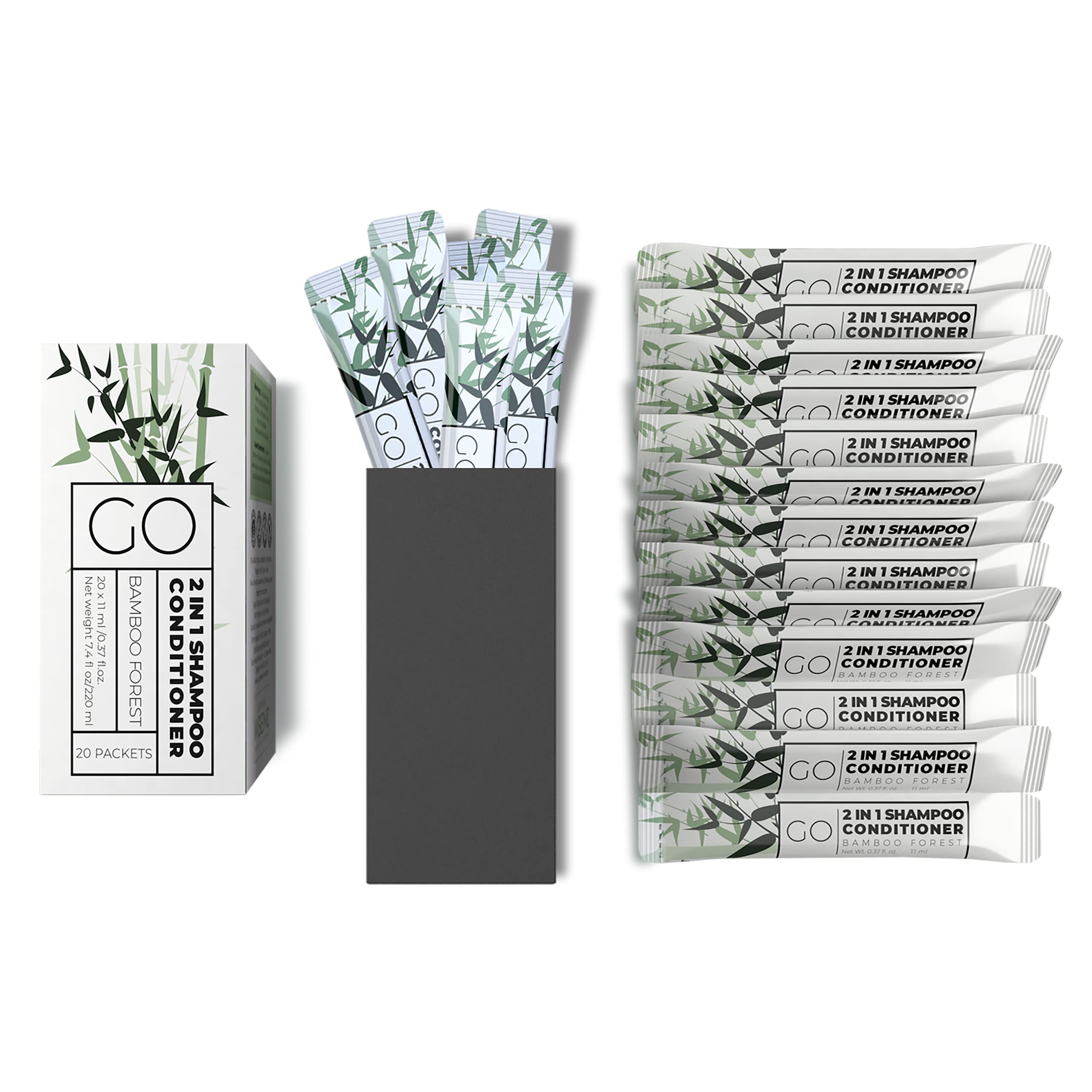 Go Essentials Travel Size 2-in-1 Shampoo & Conditioner – 20 Single-Use Packets (Sulfate-Free)
