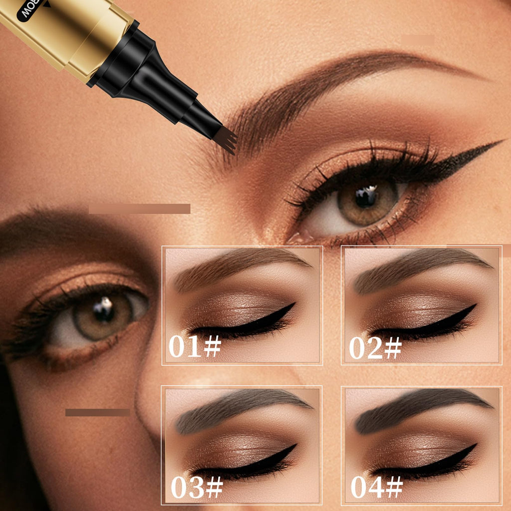 GOALSEN 3D Four-Tip Eyebrow Pen & Eyeliner Duo – Waterproof, Long-Lasting, Dark Brown & Black