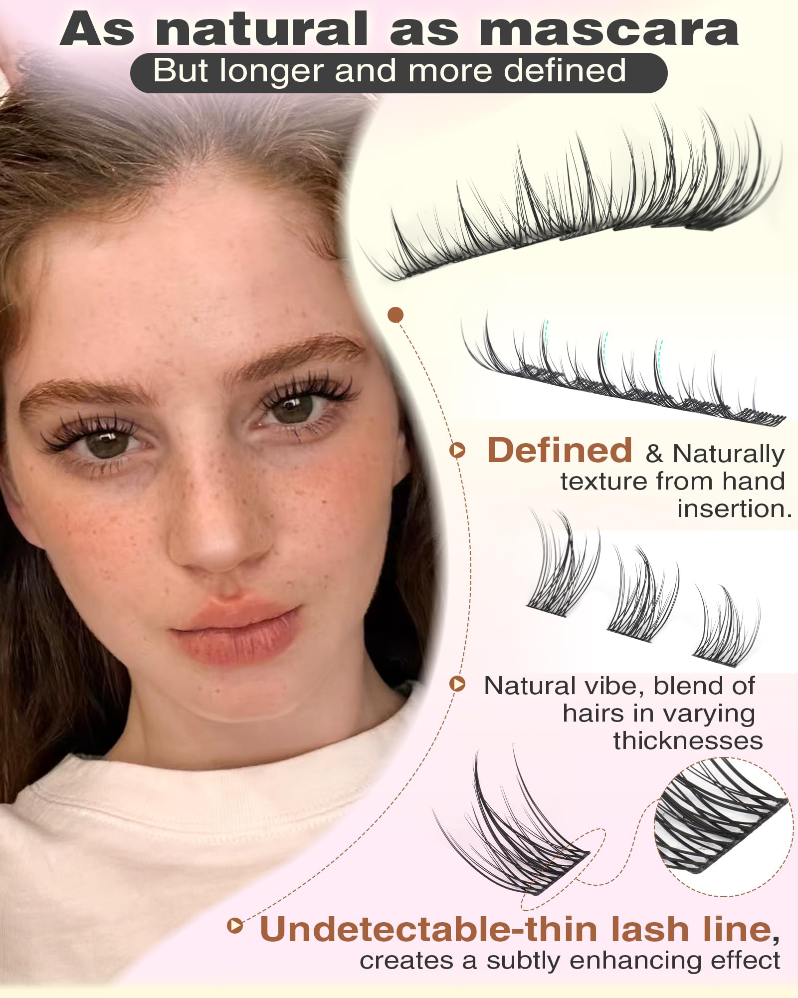 Goddvenus Natural Lash Clusters Kit | Wispy C-Curl Lashes with Tweezers