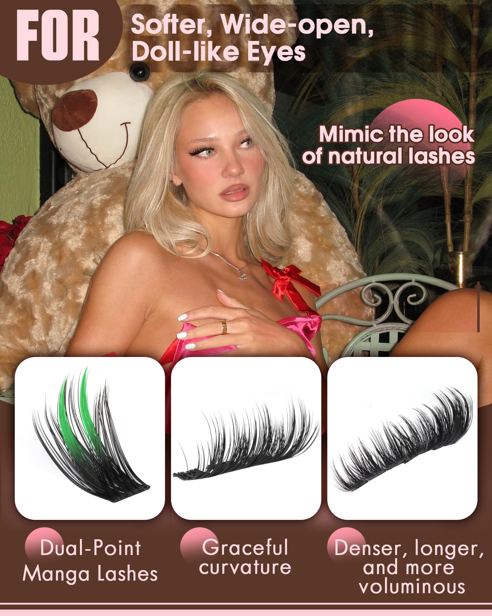 Goddvenus Wispy Manga Lash Clusters Kit – Natural C-Curl DIY Lash Extensions