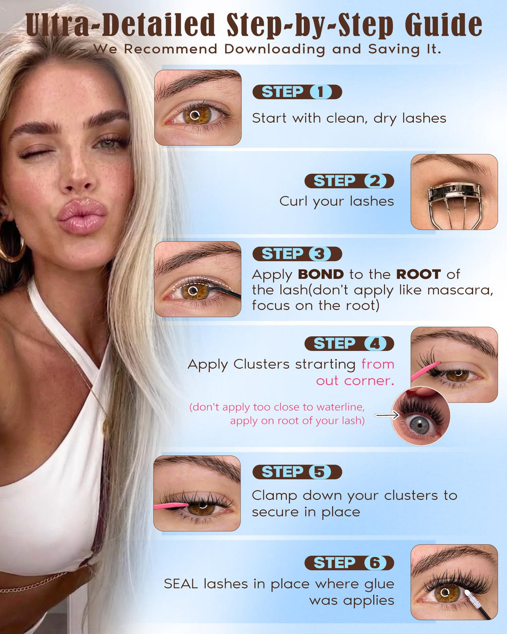 Goddvenus Wispy Lash Clusters Kit – Natural D-Curl Lashes & DIY Extension with Waterproof Glue