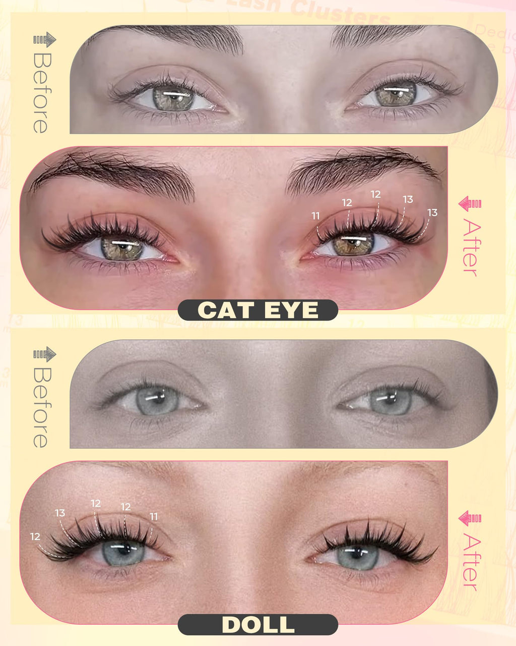 Goddvenus Natural Lash Clusters Kit | Wispy C-Curl Lashes with Tweezers