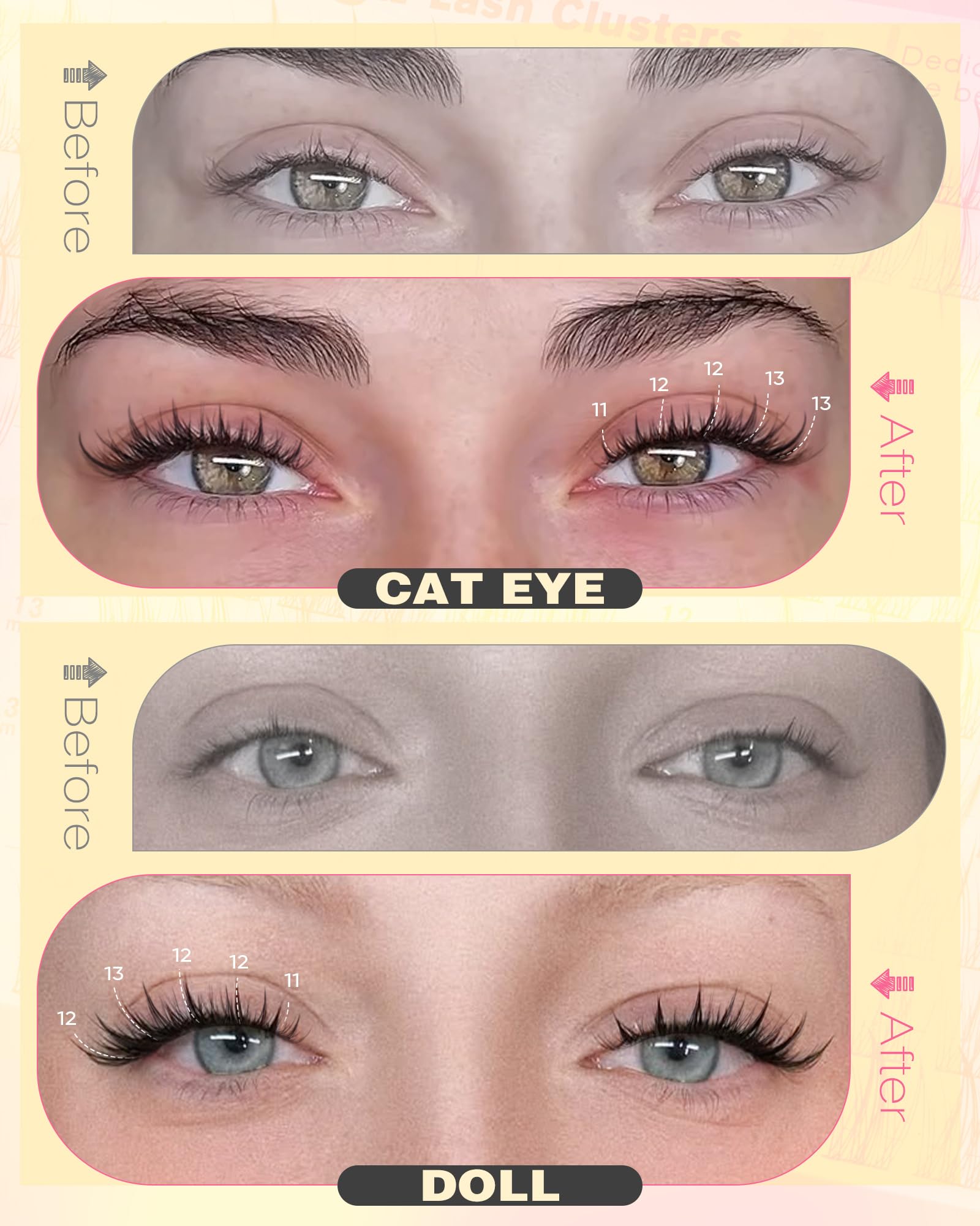 Goddvenus Natural Lash Clusters Kit | Wispy C-Curl Lashes with Tweezers