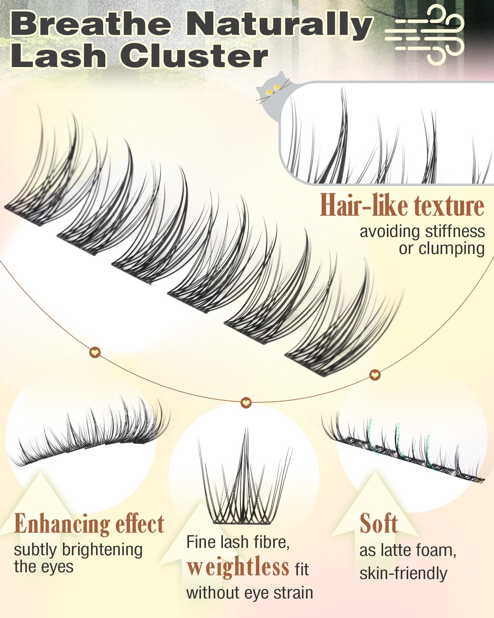 Goddvenus Natural Lash Clusters Kit | Wispy C-Curl Lashes with Tweezers