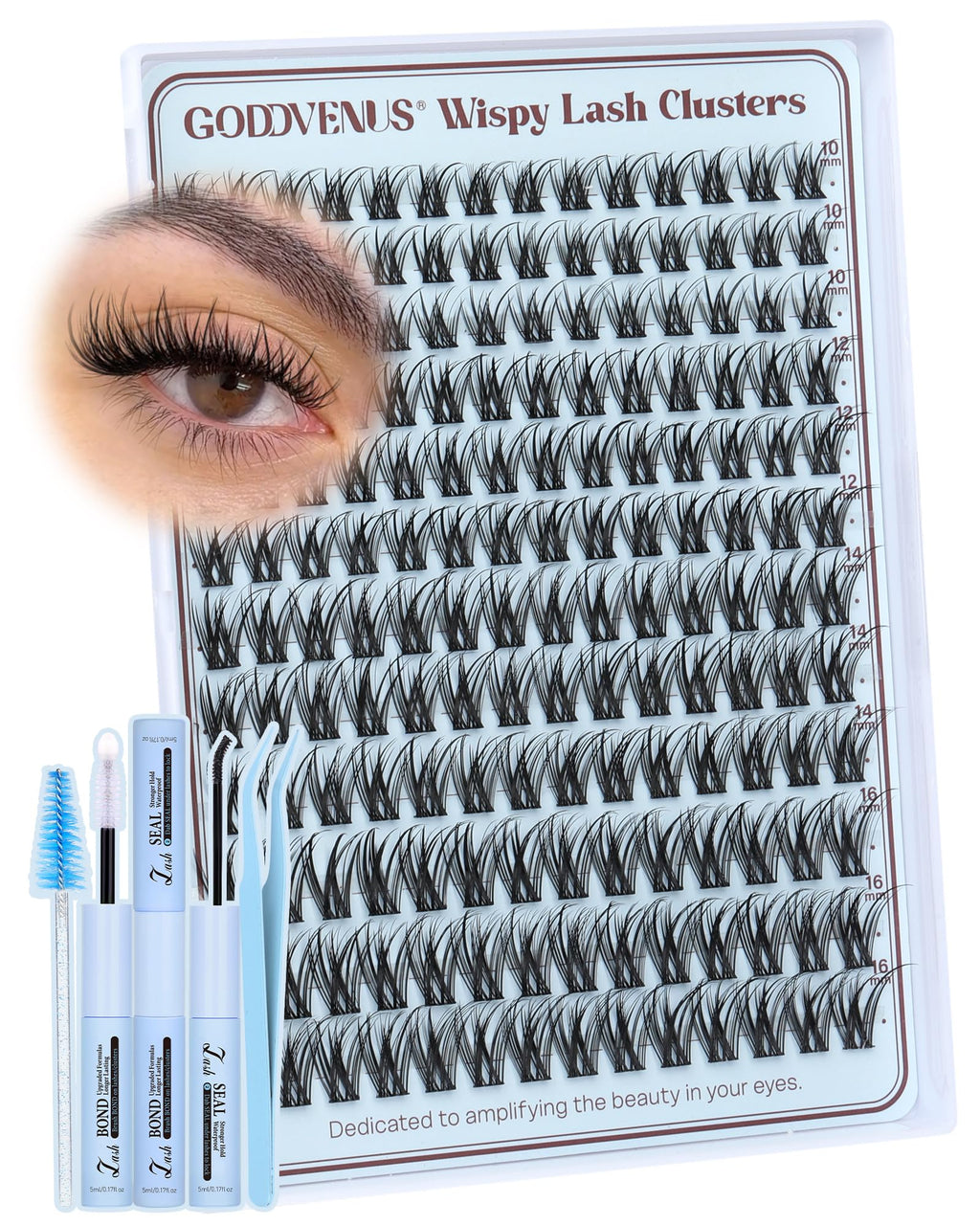Goddvenus Wispy Lash Clusters Kit – Natural D-Curl Lashes & DIY Extension with Waterproof Glue