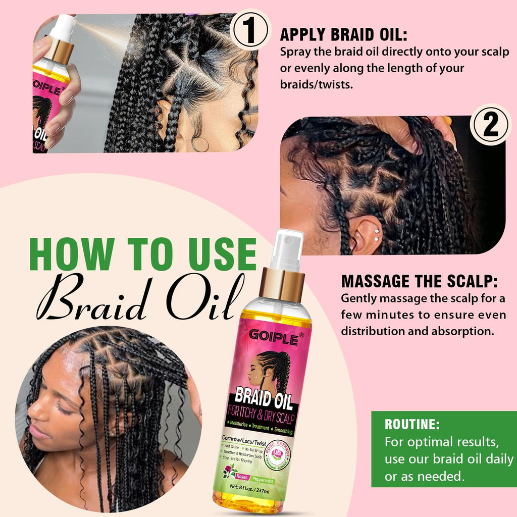 Goiple Braid Oil — Scalp Comfort, Moisture & Shine for Locs & Braids | 8 fl oz