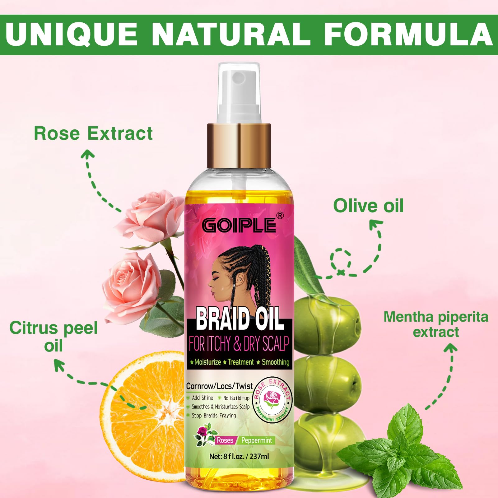 Goiple Braid Oil — Scalp Comfort, Moisture & Shine for Locs & Braids | 8 fl oz
