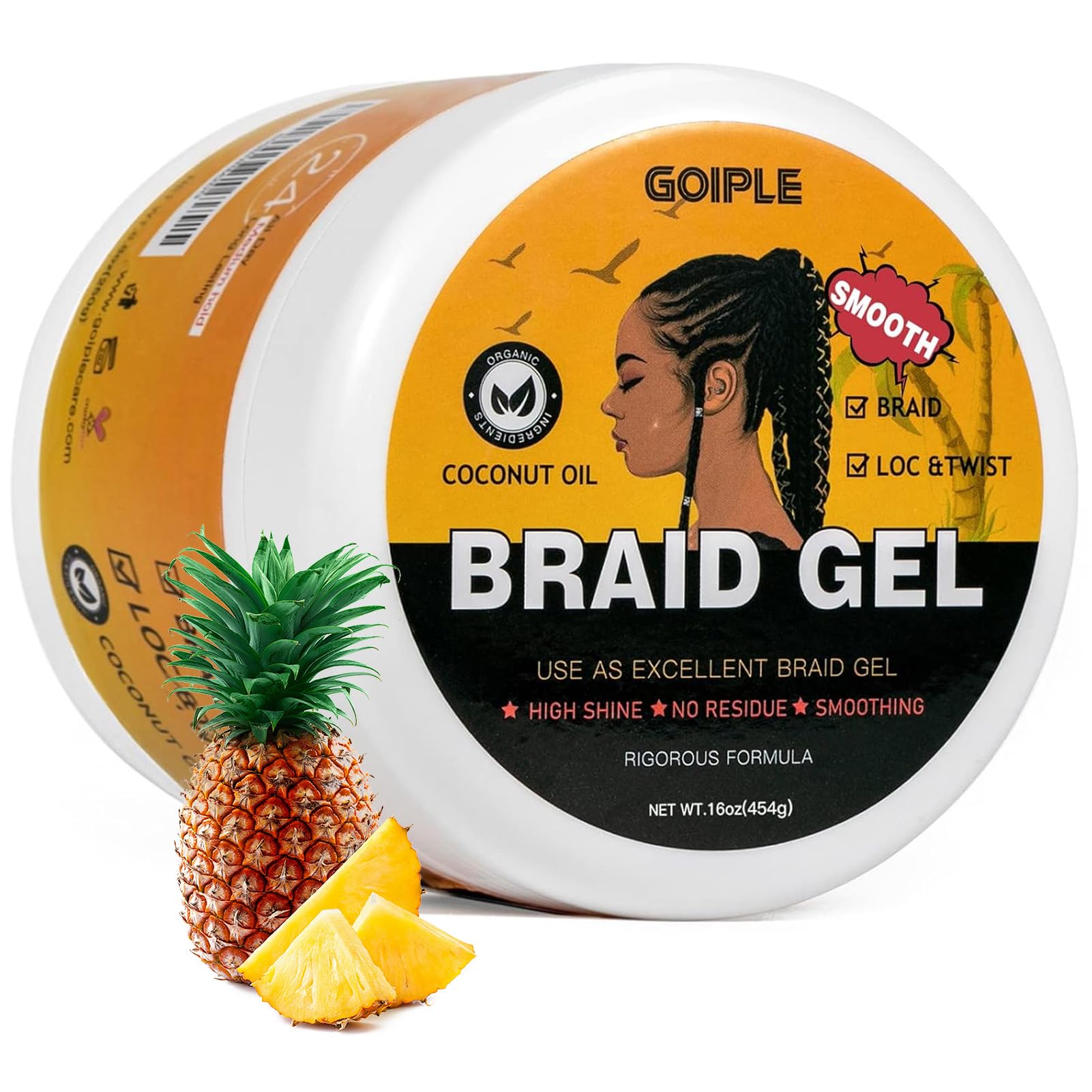 Goiple 16 oz Braiding Gel – Big Capacity, Strong Hold for Twists, Locs, Edges & Cornrows