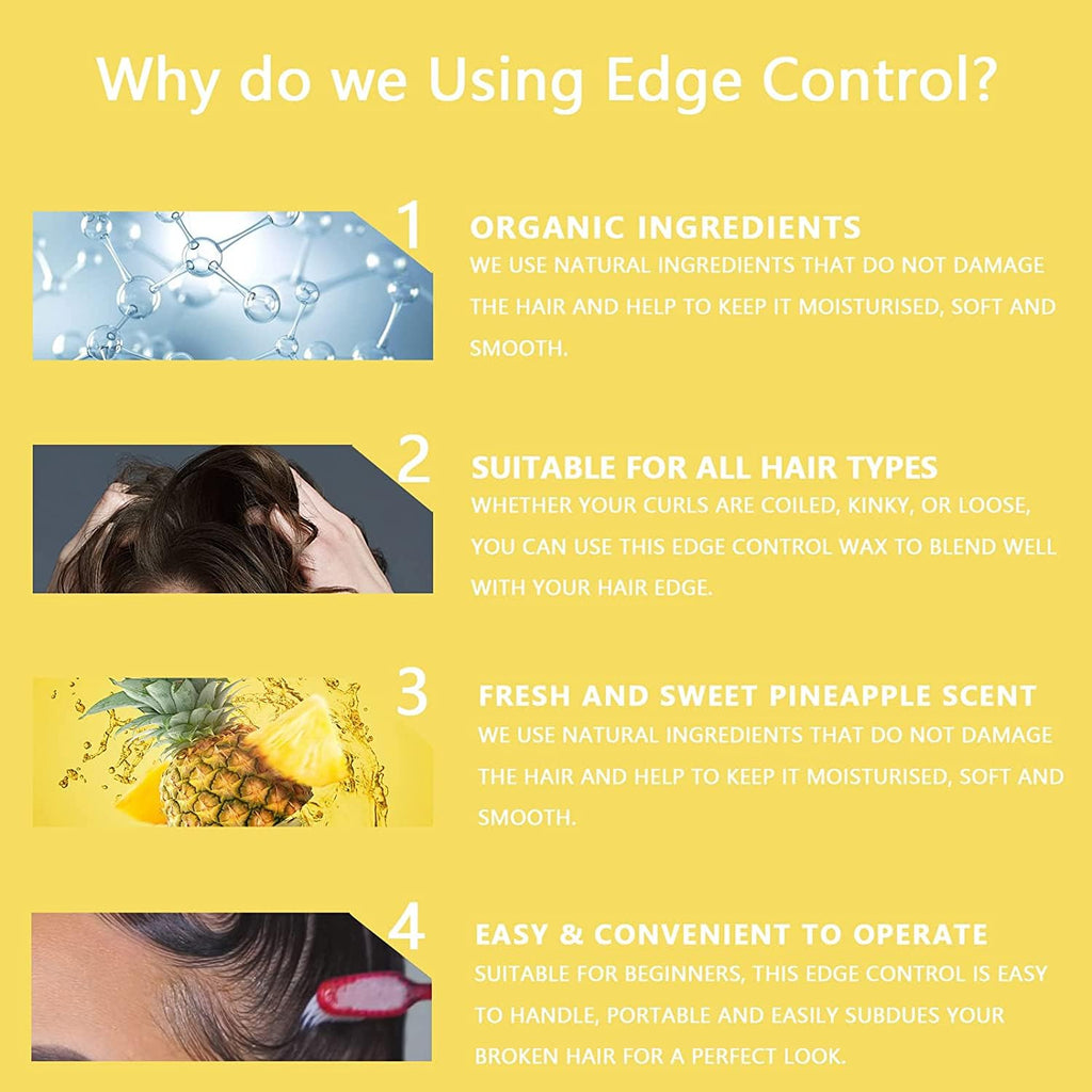 Goiple 8.25oz Edge Control Wax - Pineapple, Non-Greasy, Extreme Hold, Water-Based