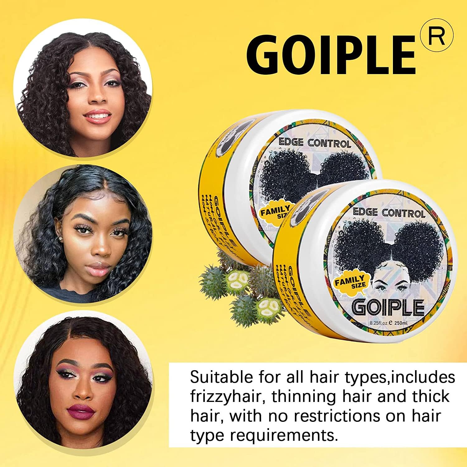 Goiple 8.25oz Edge Control Wax - Pineapple, Non-Greasy, Extreme Hold, Water-Based