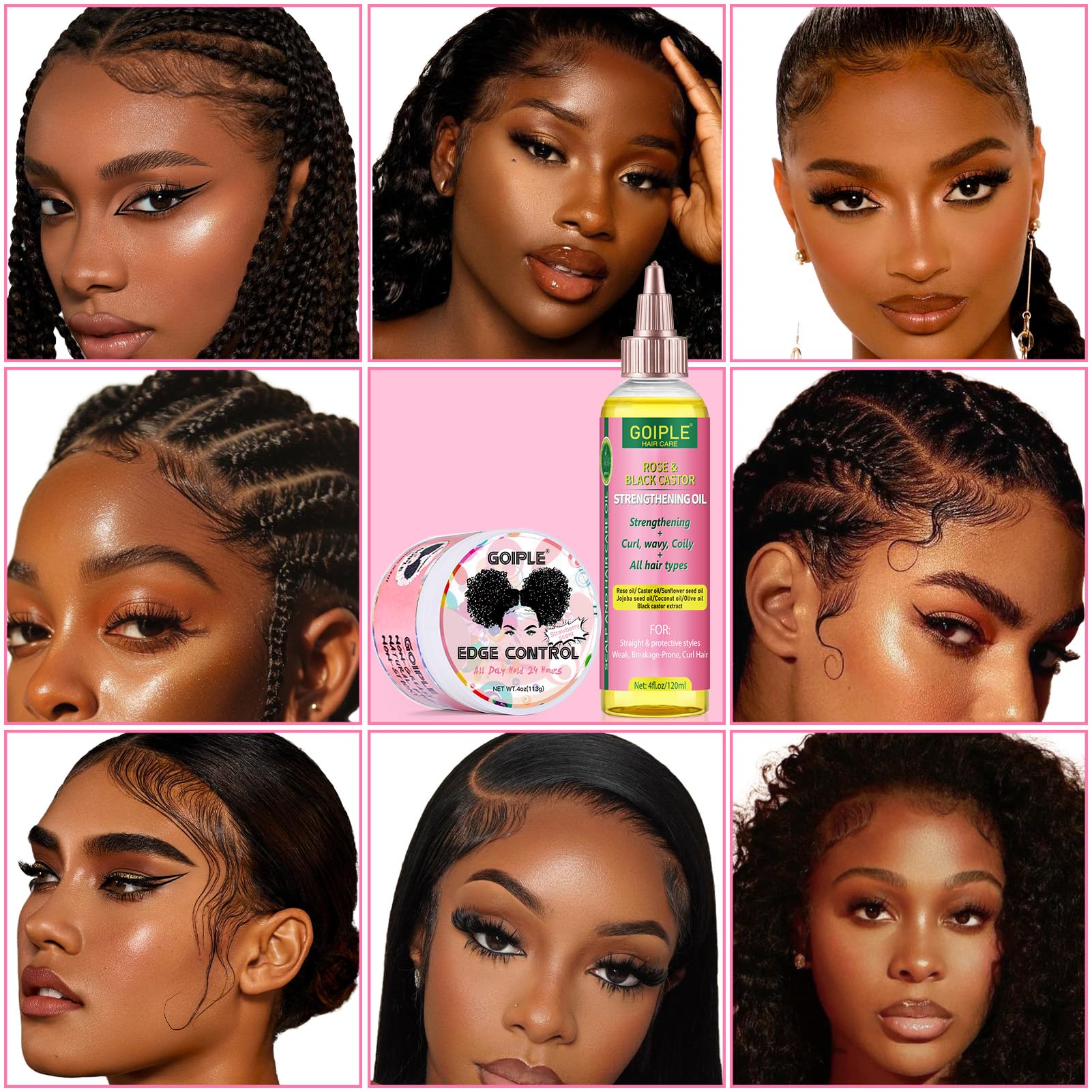 Goiple Edge Control Wax — Strong Hold, Non-Greasy Formula, Rose & Castor Oil