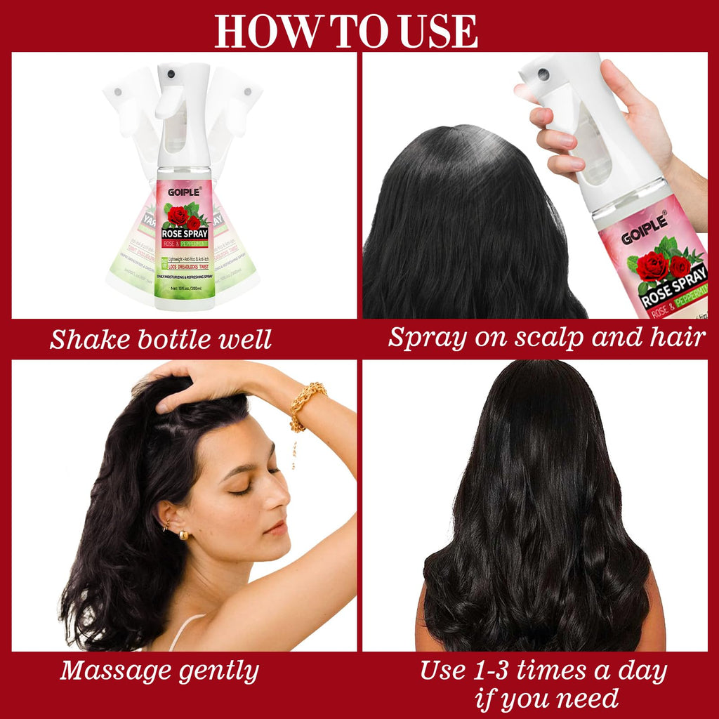 Goiple Rose Water Hair Loc Spray – Hydrating Dreadlock Moisturizer for Scalp