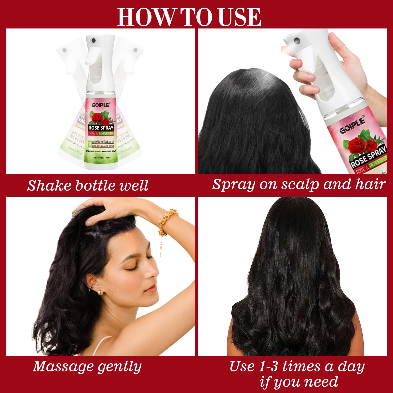 Goiple Rose Water Hair Loc Spray – Hydrating Dreadlock Moisturizer for Scalp