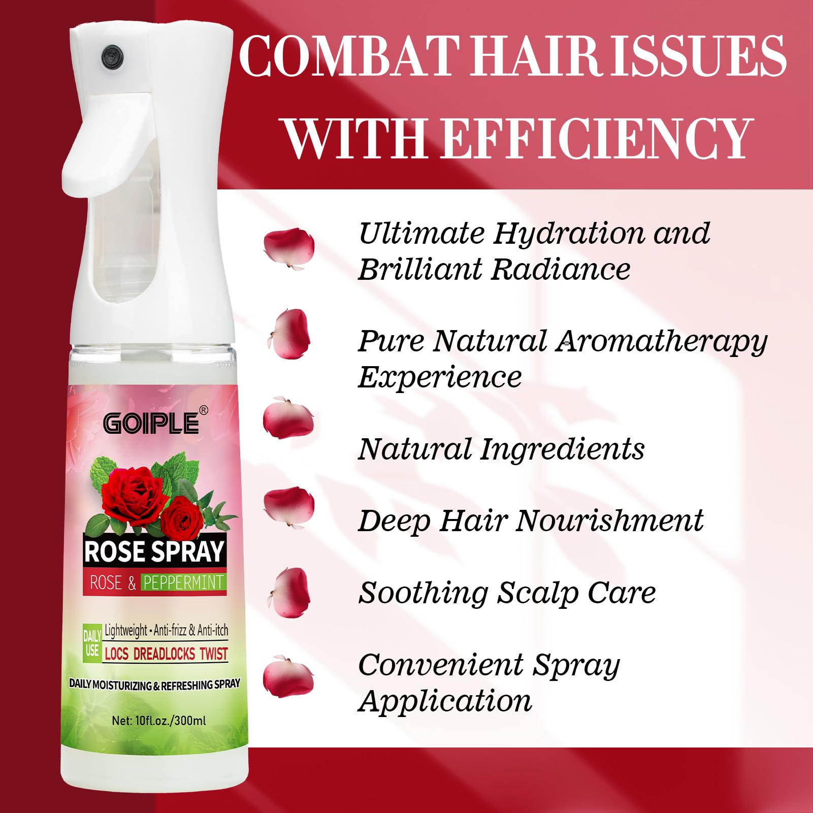 Goiple Rose Water Hair Loc Spray – Hydrating Dreadlock Moisturizer for Scalp