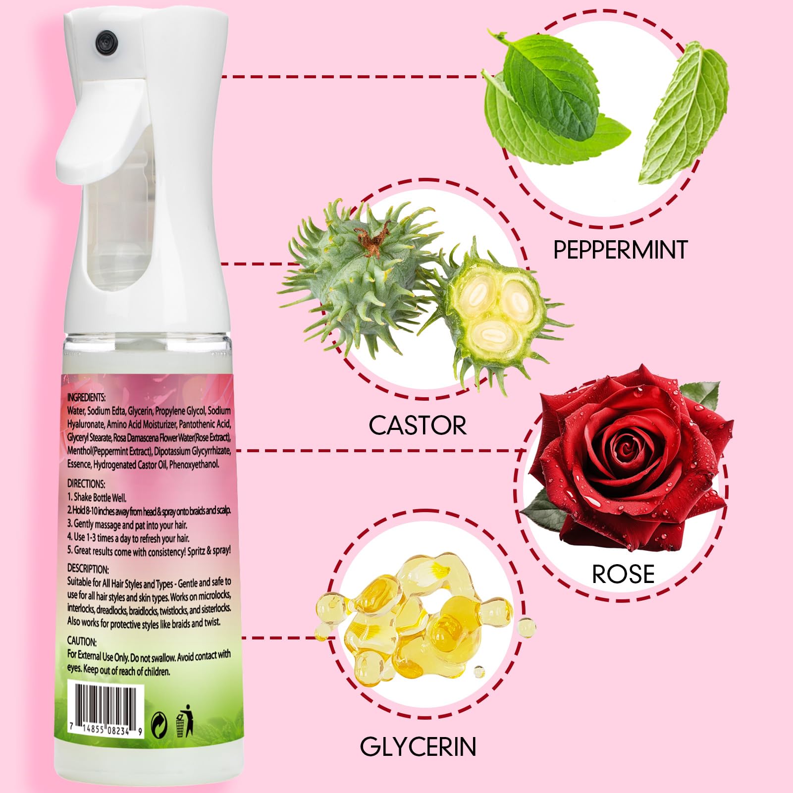 Goiple Rose Water Hair Loc Spray – Hydrating Dreadlock Moisturizer for Scalp