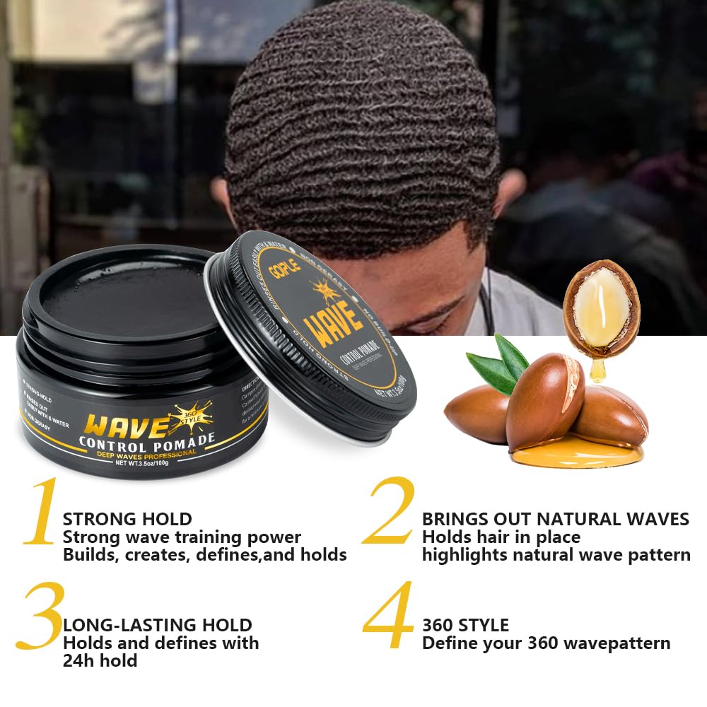 Goiple Wave Pomade for Men – Strong Hold, Easy Wash 360 Wave Training