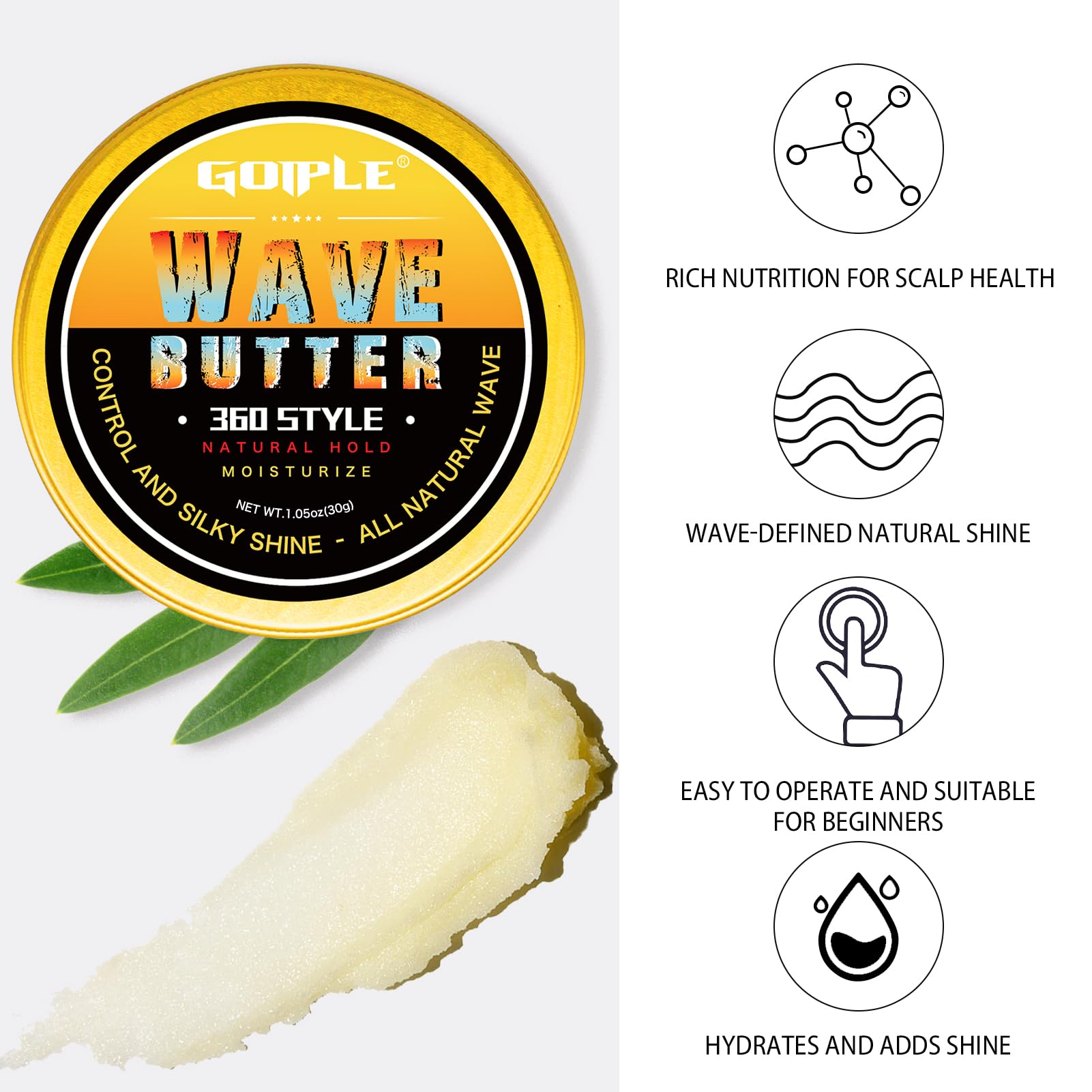 Goiple Wave Pomade for Men – Strong Hold, Easy Wash, 360 Waves + Cap Set