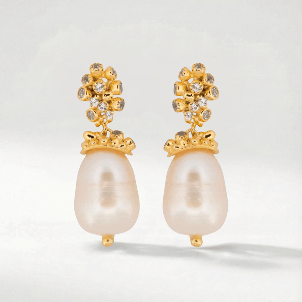 Gold Baroque Pearl Earrings - Lyra
