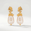 Gold Baroque Pearl Earrings - Lyra