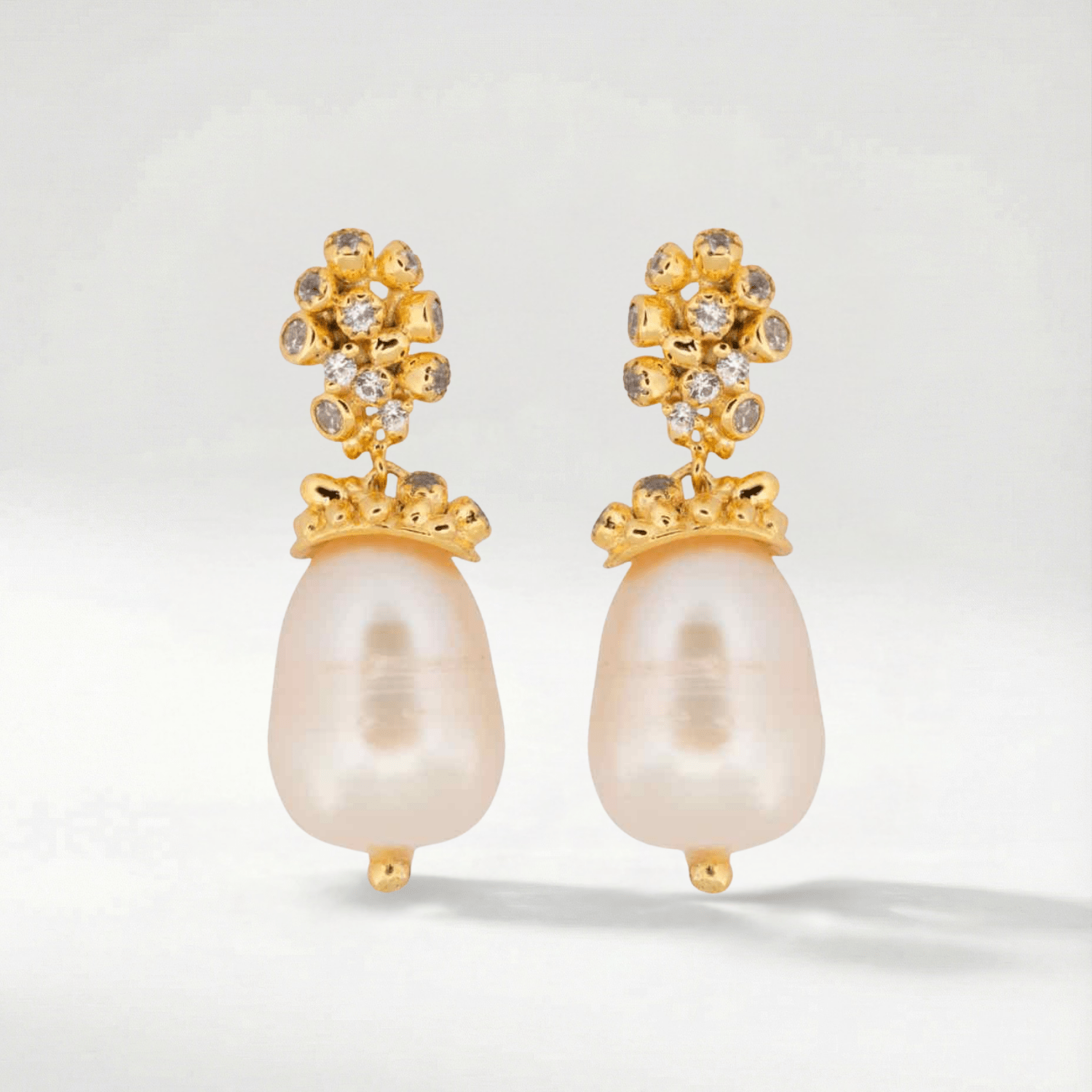Gold Baroque Pearl Earrings - Lyra